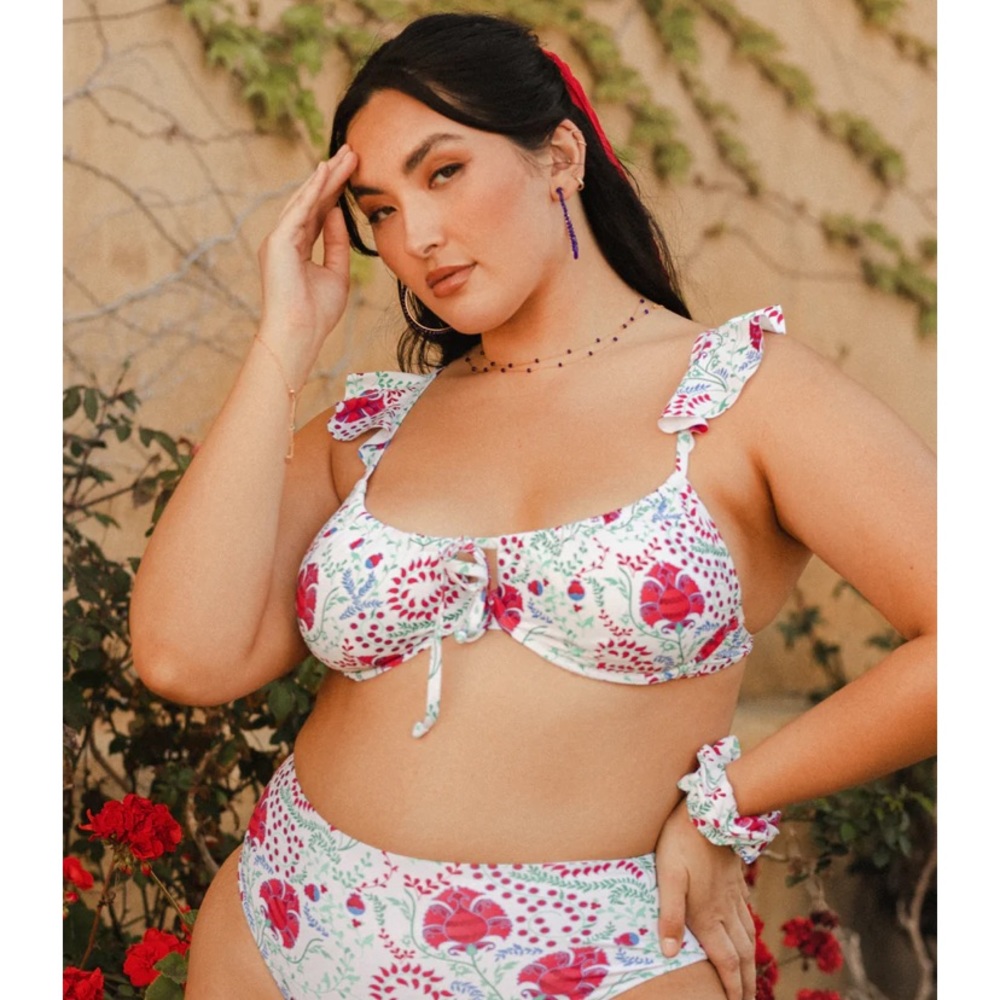 Toluca Swim Angelina Flutter Bikini Top in Color Renaissance